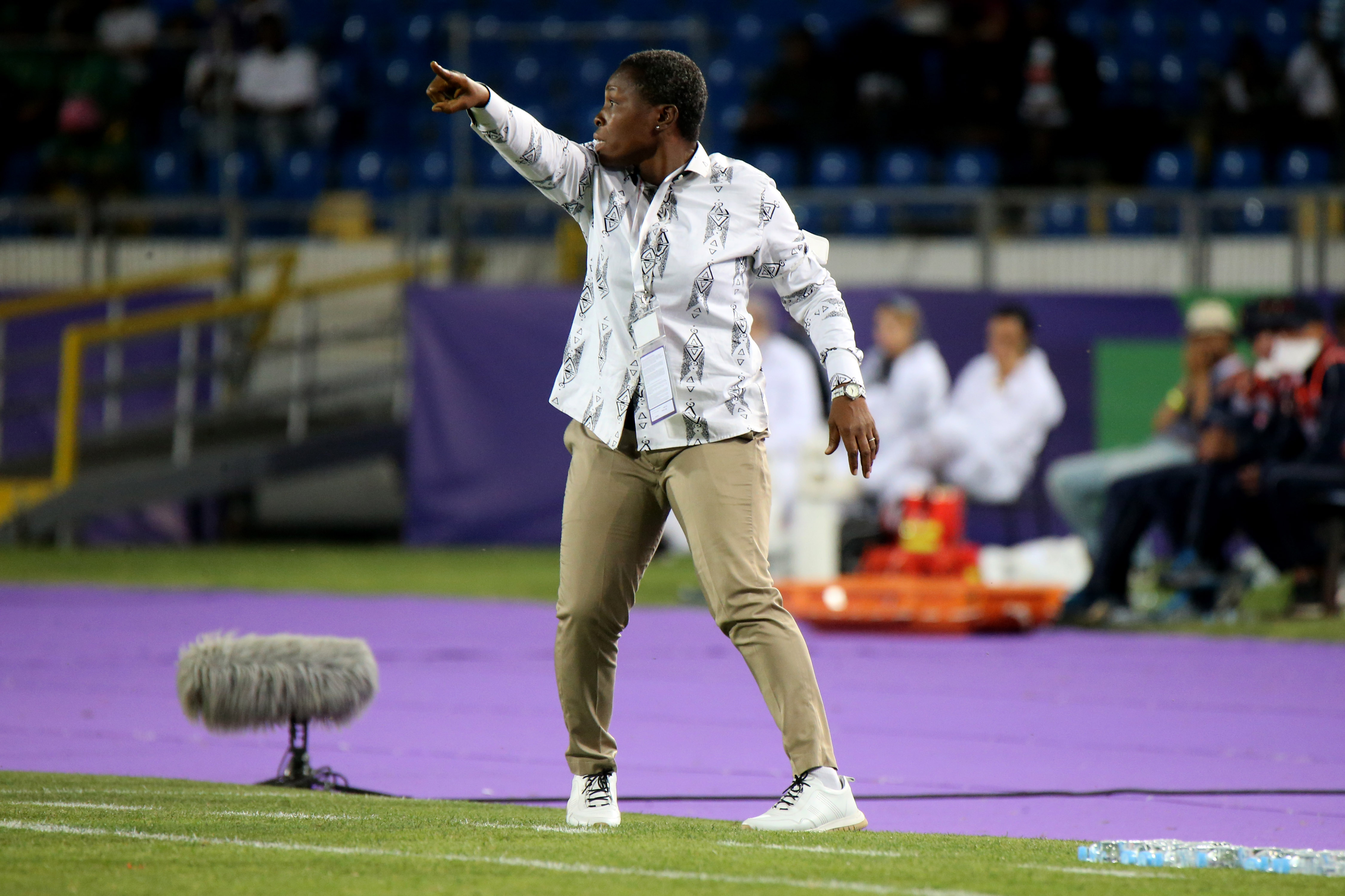 Togo coach Kai Tomety giving directions at the 2022 Women’s Africa Cup of Nations