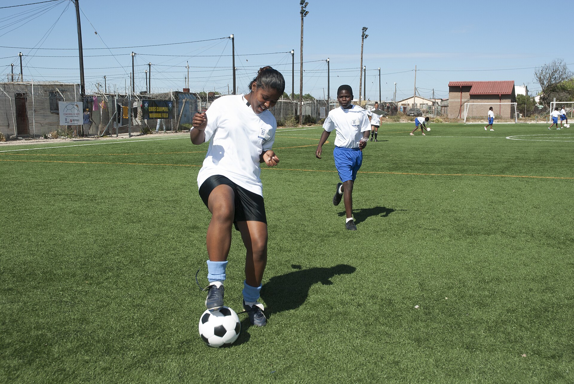 Girls practising football in Khayelitsha, Cape Town